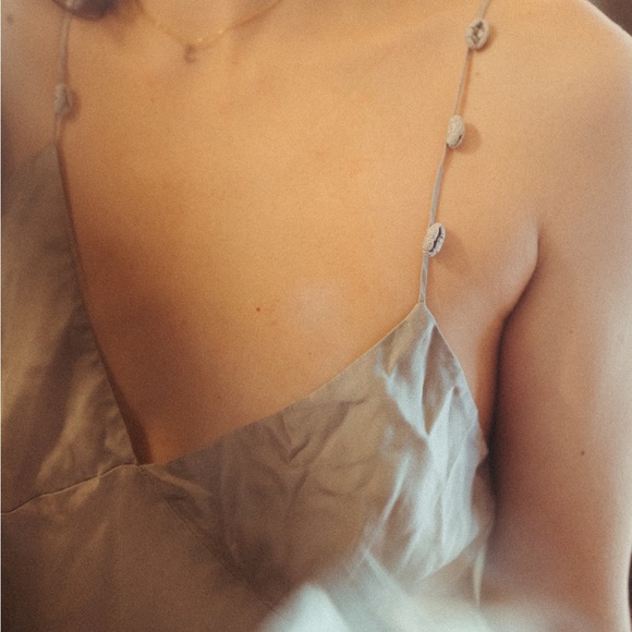 Vintage La SENZA 100% Silk Silver Slip Dress - Picture 2 of 4